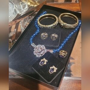 Heidi Daus "Conscious Coupling" Elegant Gold, Blue, and Purple Jewelry Set